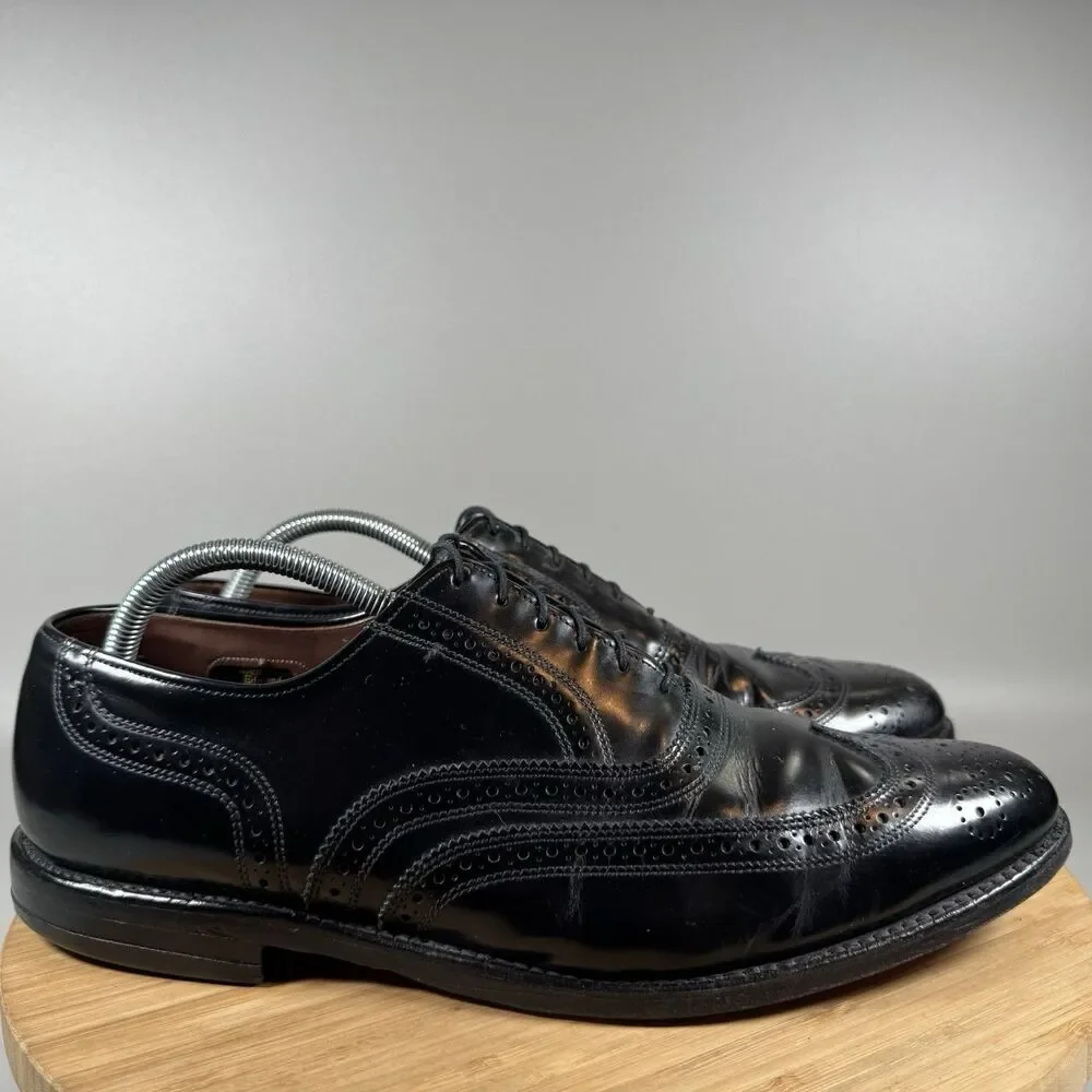 Allen Edmonds Lloyd Mens 11.5 B Wingtip Oxford Shoes Black Leather USA‎ Made